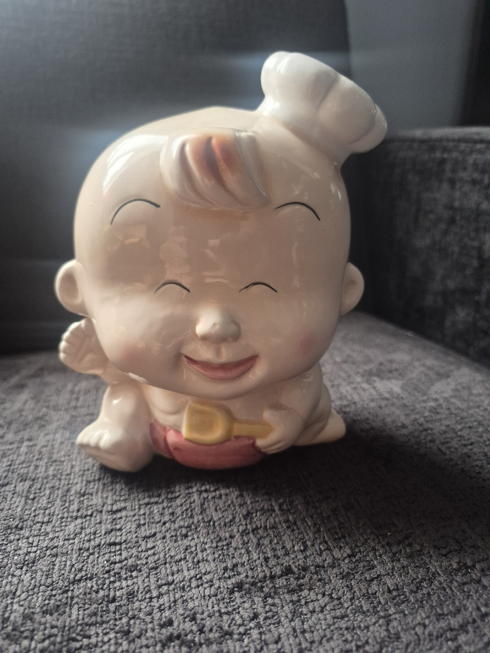 Vintage Ceramic Smiling Baby Figurine - Piggy Bank